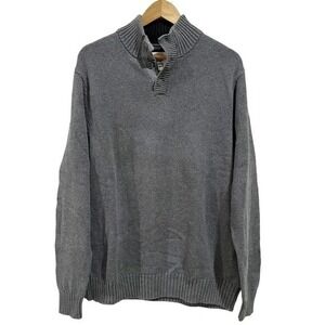 Old Navy Gray Cotton Knit Sweater Mock‎ Neck Pullover Men's XL